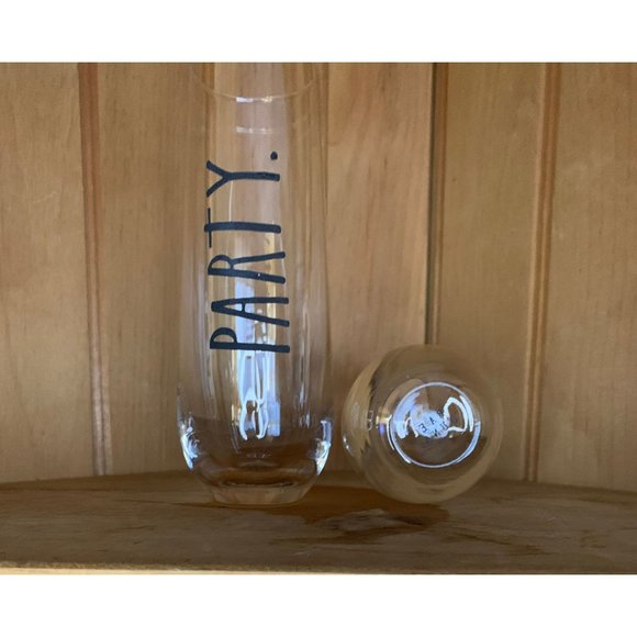 Set of Rae Dunn Toasting Glasses Vintage Signed Rae Dunn Glass Party Fun - Picture 3 of 4